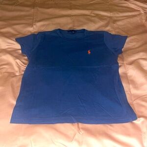 NEW Polo Ralph Lauren Women’s V-Neck Sleeve Tee T-Shirt Top Medium Blue Orange
